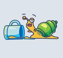 süße schnecke trinkt ein bier auf glas betrunken. Tier flache Cartoon-Stil Illustration Symbol Premium-Vektor-Logo-Maskottchen geeignet für Web-Design-Banner-Charakter vektor