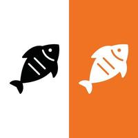 grillad fisk vektor ikon logotyp i glyf stil