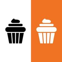 Cupcake-Vektor-Symbol-Logo im Glyphen-Stil vektor