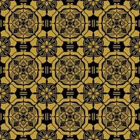 Nahtloses Muster Schwarz-Gold-Blumenmuster im Vintage-Mandala-Stil für Tätowierungen, Stoffe oder Dekorationen und mehr vektor