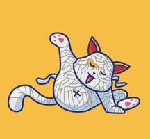 süße mama zombie katze. isolierte illustration des karikaturtierhalloween-ereigniskonzepts. flacher Stil geeignet für Aufkleber-Icon-Design Premium-Logo-Vektor. Maskottchen Charakter vektor