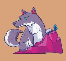 versteckter Wolf-Cartoon. isolierte Tierillustration. Flat Style Sticker Icon Premium-Vektor vektor