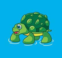 süße Cartoon-Schildkröte auf dem Wasser. isolierter karikaturtierillustrationsvektor vektor