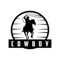amerikan cowboy årgång logotyp design vektor