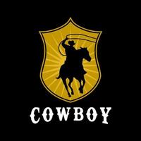sherif cowboy bricka logotyp design vektor