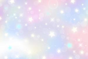 Fantasieaquarellillustration mit Regenbogenpastellhimmel mit Sternen. abstrakter einhorn kosmischer hintergrund. Cartoon Girlie-Vektor-Illustration. vektor