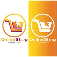 E-Commerce-Logo-Einkaufstasche und Online-Einkaufswagen und Online-Shop-Logo-Design mit modernem Konzept