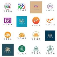 Logo-Design von Menschen, die Yoga-Symbol-Symbol-Illustrationsvektor machen vektor