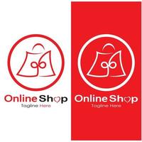E-Commerce-Logo-Einkaufstasche und Online-Einkaufswagen und Online-Shop-Logo-Design mit modernem Konzept vektor