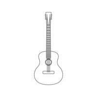 schwarzer Umriss Akustikgitarre isoliert auf weißem Hintergrund vektor