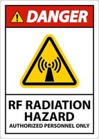 Gefahr HF-Strahlungsgefahr nur autorisiertes Zeichen auf weißem Hintergrund vektor