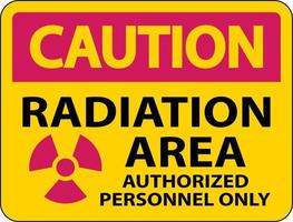 Vorsicht Strahlungsbereich autorisiert nur Zeichen auf weißem Hintergrund vektor