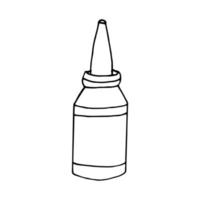 tropfen in einem handgezeichneten gekritzel der flasche. , skandinavisch, nordisch, minimalistisch, einfarbig. Symbol. Medizin laufende Nase Gesundheitsbehandlung vektor