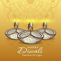 hand gezeichnete glückliche diwali-illustration vektor