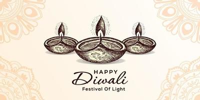 hand dragen diwali festival bakgrund illustration vektor