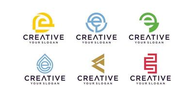 uppsättning av monogram kreativ brev e logotyp mall. ikoner för företag av lyx, elegant, enkel vektor