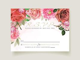 Blumen- und Libellenmalerei-Aquarell-Hochzeitseinladungskarte vektor