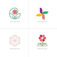 4 i 1 bunt - blommig blomma natur och wellness vektor logotyp uppsättning