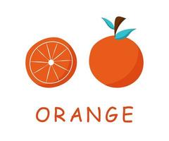 orange citrus- frukt klotter ikon uppsättning . platt färgrik mandarin. saftig mat isolerat på vit bakgrund. orange skiva. vektor
