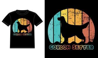 rolig Gordon setter retro årgång solnedgång t-shirt design mall, Gordon setter styrelse, bil fönster klistermärke, pod, omslag, isolerat vit bakgrund, silhuett gåva för Gordon setter älskare vektor