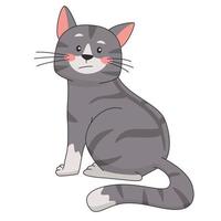 söt katt grå tecknad serie stil sällskapsdjur isolerat vektor