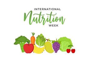 internationaler ernährungswochentag mit obst vom 1. bis 7. september. vektor