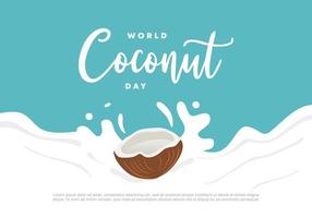 värld kokos dag med på vatten stänk september 2. vektor