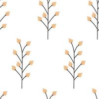 Nahtloses, gemütliches Herbstmuster mit Zweigen mit Blättern auf weißem Hintergrund. vektorillustration für warmes fallen, druck auf kleidung, verpackung, stoff, papier. vektor