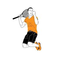 tennis spelare illustration Hoppar fira seger vektor