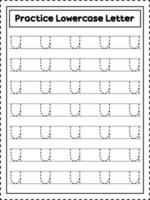 Abc-Alphabet-Buchstabenverfolgung. Kleinbuchstabe u. Handschriftübungen für Kinder im Vorschulalter vektor