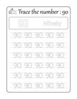 Verfolgen Sie die Nummer 90. Nummernverfolgung für Kinder vektor
