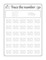 Verfolgen Sie die Nummer 50. Nummernverfolgung für Kinder vektor