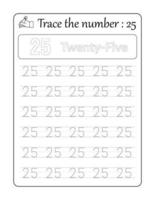 Verfolgen Sie die Nummer 25. Nummernverfolgung für Kinder vektor