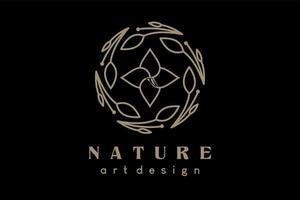 Logodesign für Beauty, Spa, Yoga, Kosmetikprodukte. Blatt- und Blumenikone mit kreativem Linienkunstkonzept im Kreis. moderne vektorillustration vektor