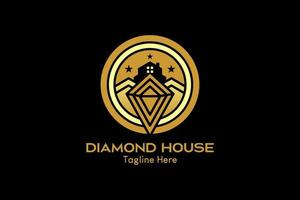 Diamond House Logo mit kreativem Konzept im Kreis. Vektor Prämie