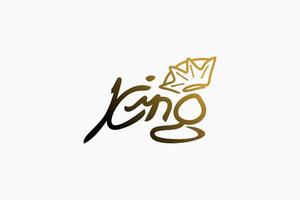 König handgeschriebenes Logo-Design mit kreativem Identitätskonzept vektor