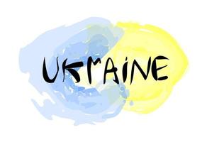 die inschrift in den nationalfarben der ukraine. vektorillustration zur unterstützung der ukraine. gelb-blauer Hintergrund, T-Shirt-Aufdruck. Stoppen Sie das Kriegskonzept vektor