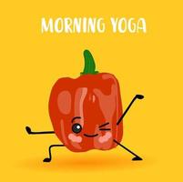 yoga grönsaker. friska livsstil. sporter och vegetarianism. bulgarian peppar tecken. hinduism. morgon- yoga.. vektor