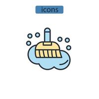 Reinigungsbürstensymbole symbolen Vektorelemente für das Infografik-Web vektor