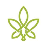 grüne Linie Cannabisblatt-Logo vektor