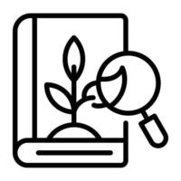 en botanik bok linje ikon design vektor