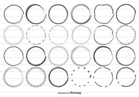 Handdragen cirkelsformsuppsättning vektor