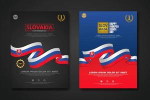 uppsättning affisch design slovakia konstitution dag bakgrund mall vektor