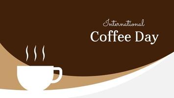 internationales kaffeetagesfahnendesign mit kaffeetassenillustration und gewellten abstrakten formen. Vektor-Illustration vektor