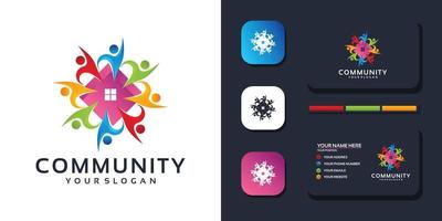 färgrik gemenskap logotyp mall och företag kort referens. premie vektor