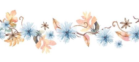 nahtlose randblätter und blumen mit aquarell.botanischer rand für randdesign.art natur vektor