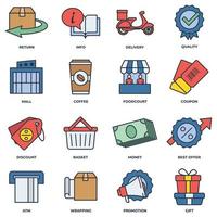 satz von einkaufszentren symbol logo vektor illustration. Online-Supermarkt-Pack-Symbolvorlage für Grafik- und Webdesign-Sammlung
