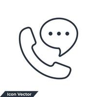 ring upp ikon logotyp vektor illustration. telefon telefonlur med Tal bubbla symbol mall för grafisk och webb design samling