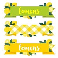 citron- band uppsättning med frukt och löv . vektor