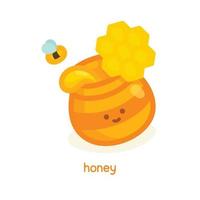 honung och bi söt klotter platt tecknad serie vektor illustration